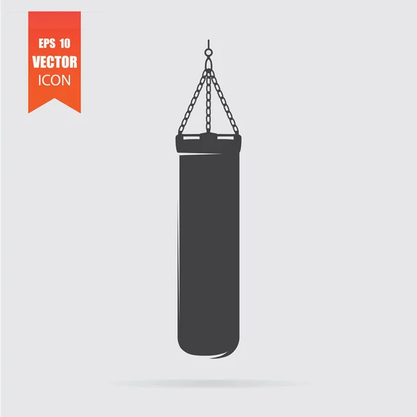 Icono del saco de boxeo en estilo plano aislado sobre fondo gris . — Vector de stock