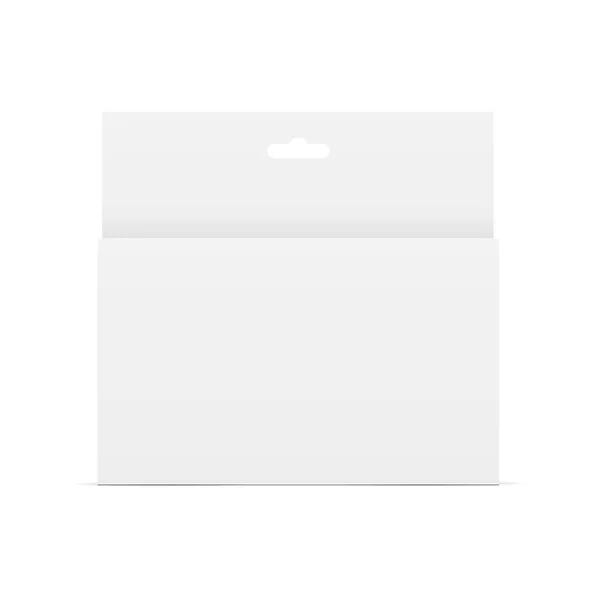 Χάρτινο κουτί με κολλάει καρτέλα στο μέτωπο προβολή — Διανυσματικό Αρχείο