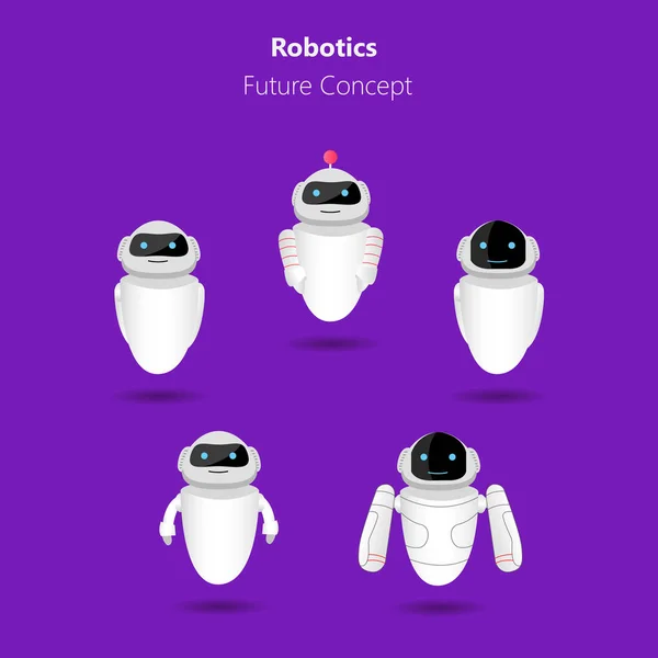 Vita robotar ikoner — Stock vektor