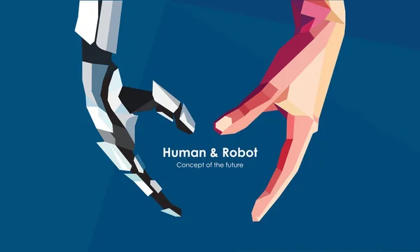 Mãos humanas e robóticas —  Vetores de Stock