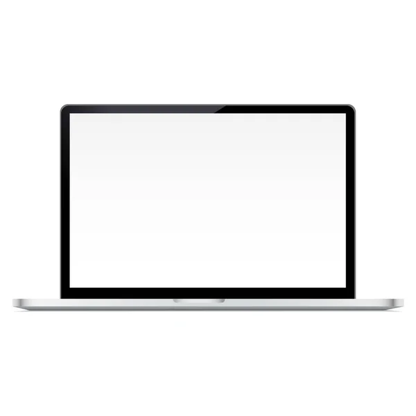 Laptop-Attrappe mit leerem Bildschirm isoliert auf weißem Hintergrund — Stockvektor