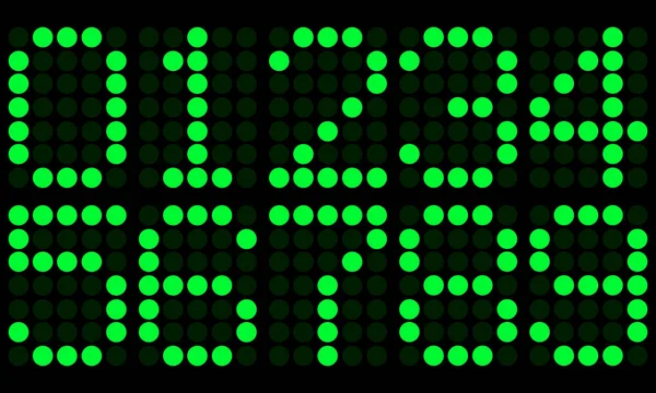 Grüne elektronische Digitalnummern 0-9 — Stockvektor