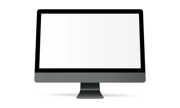 Monitor mit leerem Bildschirm isoliert auf weißem Hintergrund - Vorderseite — Stockvektor