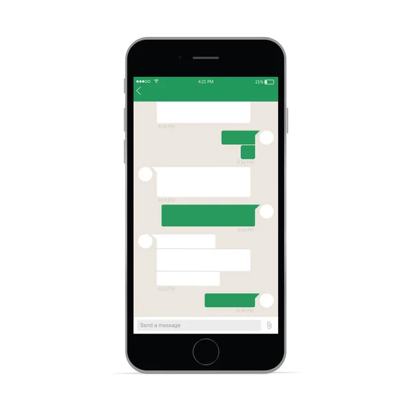Telefone preto com celular UI kit messenger —  Vetores de Stock