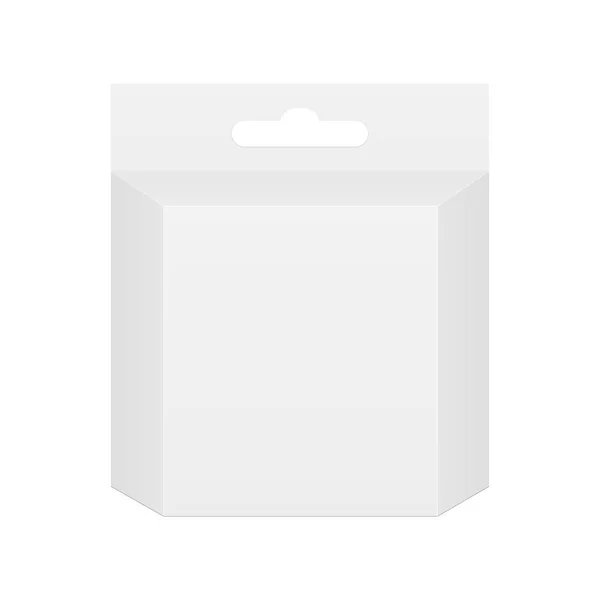 Caja maqueta con ranura para colgar — Vector de stock