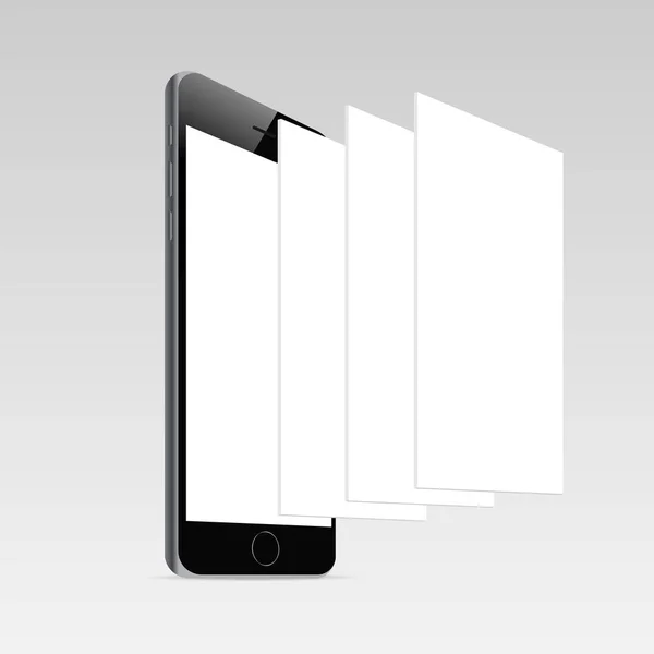 Teléfono con pantalla en blanco y páginas web marco en blanco — Vector de stock