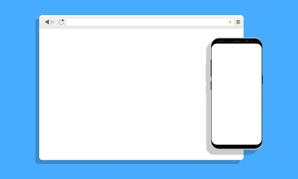 Browser window with cellphone — Stock Vector