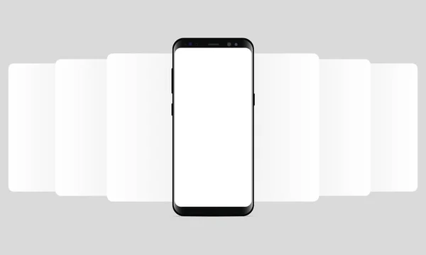 Smartphone con pantallas de wireframing en blanco — Vector de stock