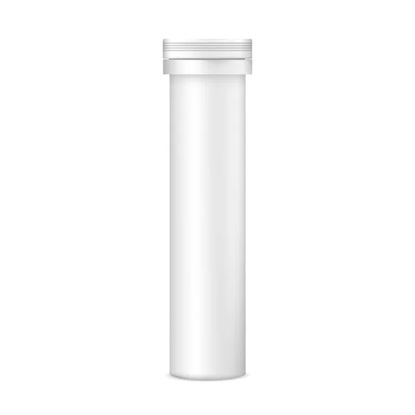 Comprimidos de plástico tubo mockup vista frontal — Vetor de Stock