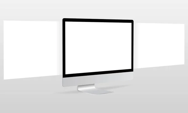 Monitor de ordenador con páginas web marco en blanco — Archivo Imágenes Vectoriales