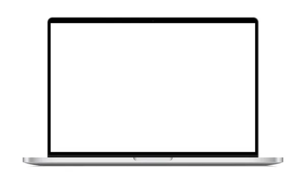 Moderne Laptop Attrappe Von Vorne Isoliert Auf Weißem Hintergrund Vektorillustration — Stockvektor