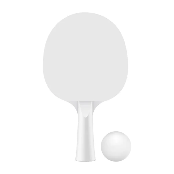 Raqueta Ping Pong Con Moqueta Pelota Aislada Sobre Fondo Blanco — Archivo Imágenes Vectoriales