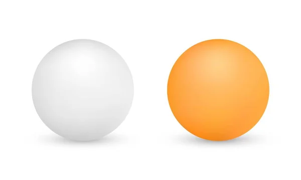 White Orange Ping Pong Balls Isolated White Background Vector Illustration — Stock Vector