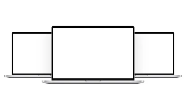Computadores Portáteis Modernos Maquetes Isolados Fundo Branco Ilustração Vetorial — Vetor de Stock