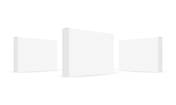 Trzy Prostokątne Kartony Kartonowe Makiety Odizolowane Białym Tle Ilustracja Wektora — Wektor stockowy