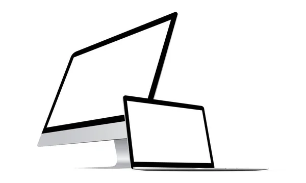 Desktop Computers Monitor Laptop Vector Illustration — Stock Vector