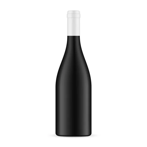 Botella Vidrio Negro Mockup Aislado Sobre Fondo Blanco Ilustración Vectorial — Vector de stock