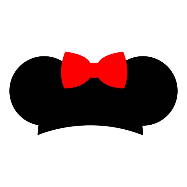 Black Mouse Ears Red Bow Icon Isolated White Background Vector — 스톡 벡터