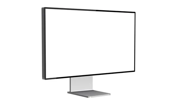 Moderno Computer Monitor Mockup Isolato Sfondo Bianco Vista Laterale Illustrazione — Vettoriale Stock
