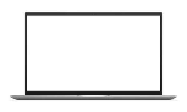 Laptop Computer Attrappe Mit Leerem Bildschirm Frontansicht Vektorillustration — Stockvektor