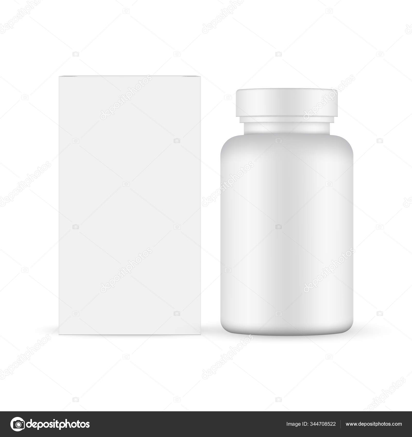 Download Pills Bottle Paper Box Mockup Isolated White Background Vector Illustration Vector Image By C Evgeniyzimin Vector Stock 344708522