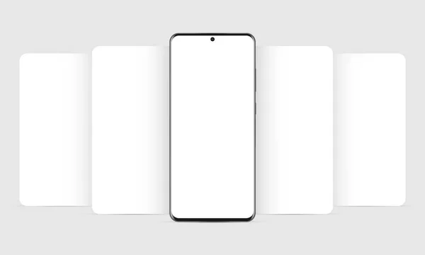 Moderno Mockup Telefone Celular Com Telas Aplicativos Branco Conceito Web — Vetor de Stock