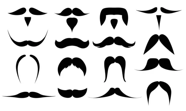 Conjunto Varios Bigotes Aislados Sobre Fondo Blanco Ilustración Vectorial — Archivo Imágenes Vectoriales