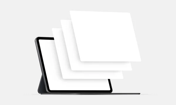 Tabletcomputer Mockup Met Lege Wireframing Pagina Concept Voor Presentatie Van — Stockvector