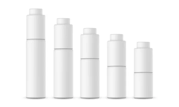Çeşitli Boyutlarda Kozmetik Ambalajlar Pompa Kapaklı Bir Şişe Vektör Illüstrasyonu — Stok Vektör