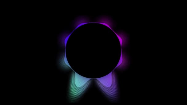 Графическая Красочная Круговая Петля Ритмической Звуковой Частоты Черном Фоне Анимационный — стоковое видео