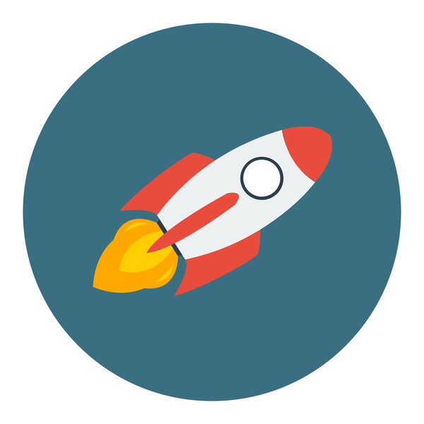Rocket ship in a flat style.