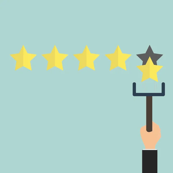 Kundenbewertung geben fünf Sterne in Blase Box. Positives Feedbac — Stockvektor