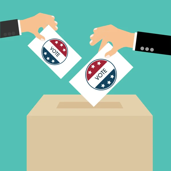 Wahlurne am Tag der Präsidentschaftswahl. Symbolbild der amerikanischen Flagge — Stockvektor
