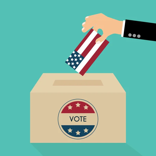 Президентські вибори в день голосування Box. Американський прапор символічний елеме — стоковий вектор