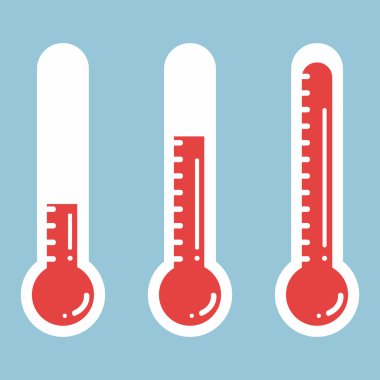 Thermometers in flat style and thermometer icon, Medical thermom clipart