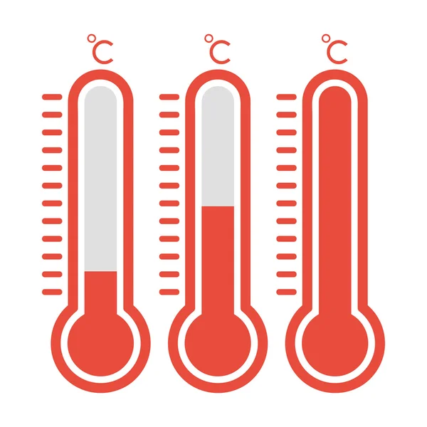 Thermometers in vlakke stijl en thermometer pictogram, medische thermom — Stockvector