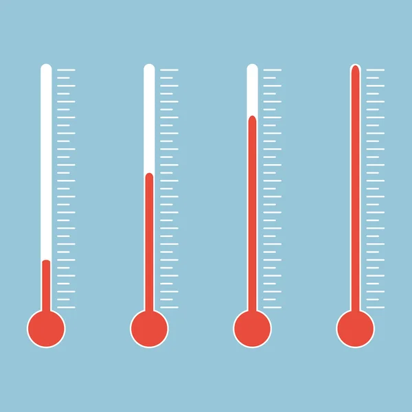 Термометры в плоском стиле и значок термометра, Медицинская термоматушка — стоковый вектор