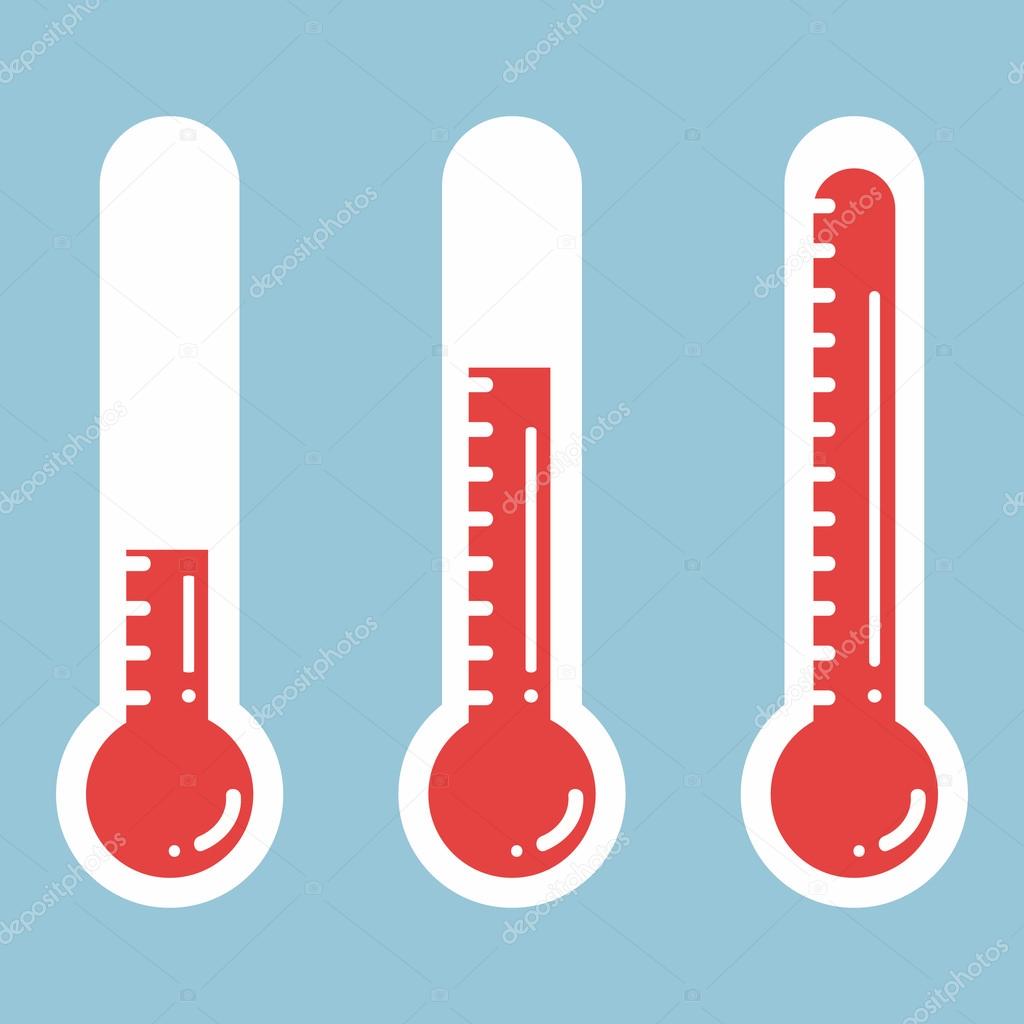 Thermometers in flat style and thermometer icon, Medical thermom