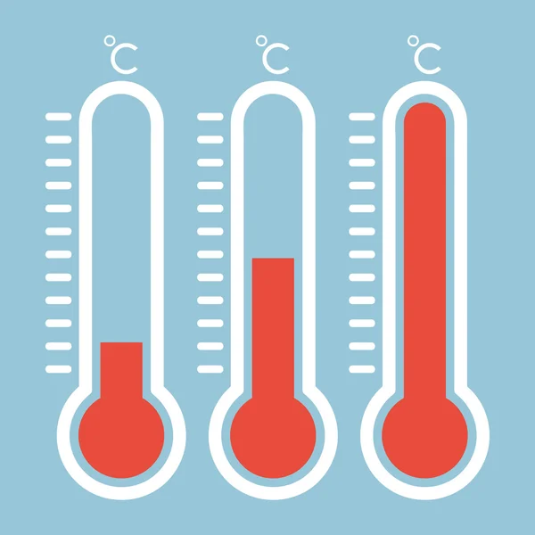 Termometrar i platt stil och termometer, medicinsk termometer — Stock vektor