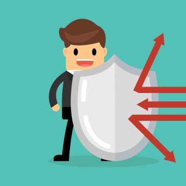 işadamı ile kalkan, iş kavramı.