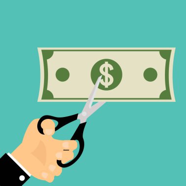 Makas ve kesme para holding işadamı eller. İş c