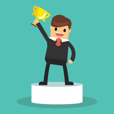 Mutlu işadamı holding kazanan kupa.