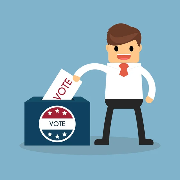 Επιχειρηματίας με Προεδρικό Box ψηφοφορία ημέρα των εκλογών. Αμερικανική Fl — Διανυσματικό Αρχείο