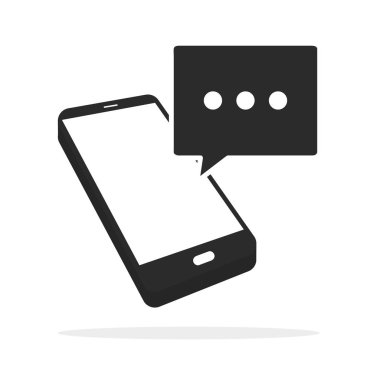 İleti simgesi beyaz arka plan üzerinde izole düz stilde. SMS sym