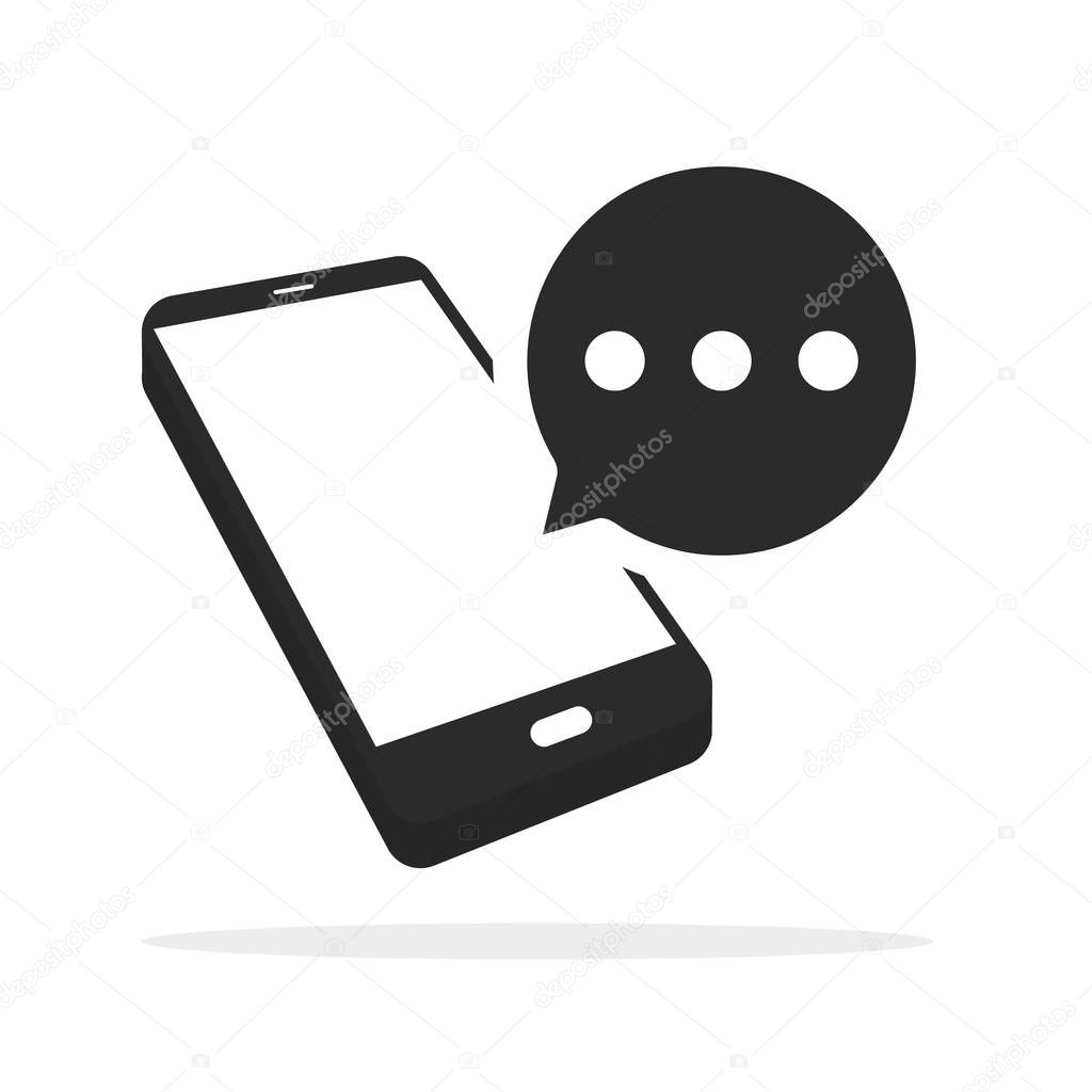 Message Icon in flat style isolated on white background. Sms sym