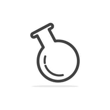 Beyaz arka plan, düz stil simgesine kimyasal test tüpü.