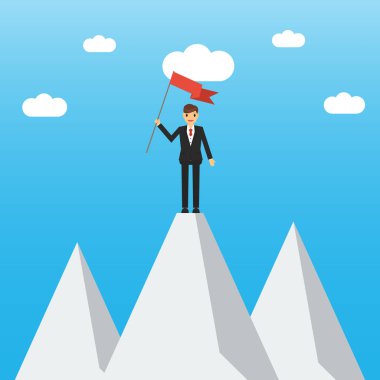 Bir dağ tepe üzerinde iş adamı. Çalışan t tepesine tırmandı