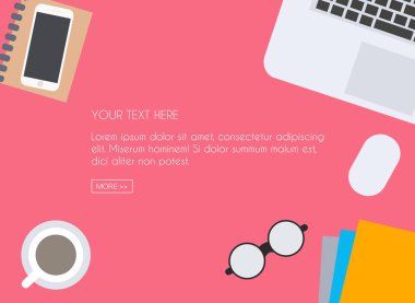 Masada çalışma masası Ofis Kırtasiye elemanları ile için. Sayfanın Üstü 