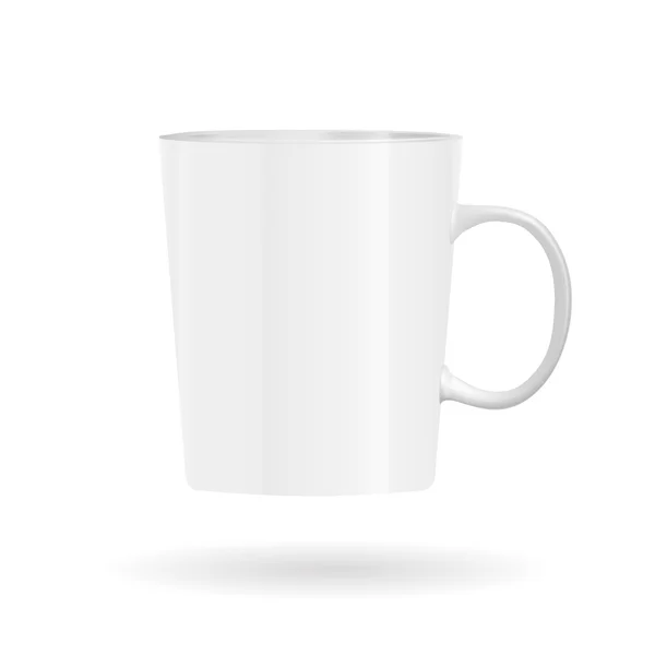 Taza blanca fotorrealista aislada sobre el fondo blanco . — Vector de stock