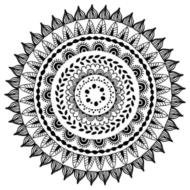 Etnik dekoratif boyama kitabı için mandala yuvarlak. Yetişkin renklendirme sayfa. Vektör çizim.